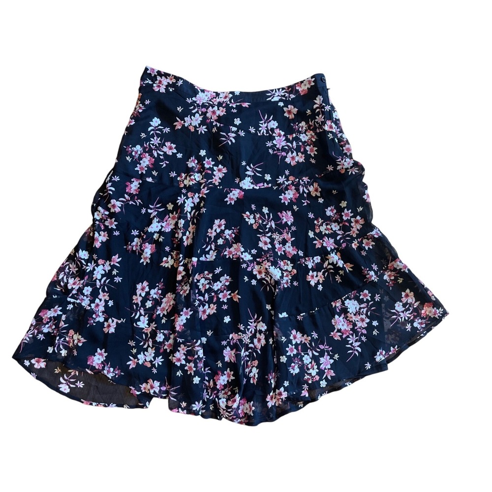 NWT CJ Banks Black Floral Tiered Ruffle Midi Skirt Women's Plus Size‎ 16W Whimsy